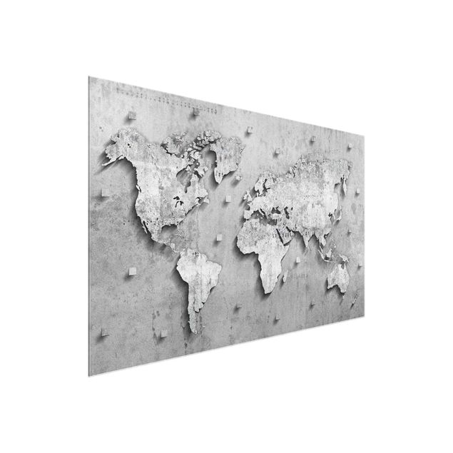 Cuadros de cristal mapamundi Concrete World Map