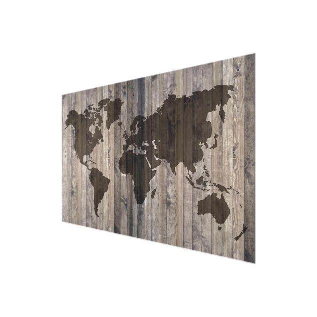 Tableros magnéticos de vidrio Wood World Map