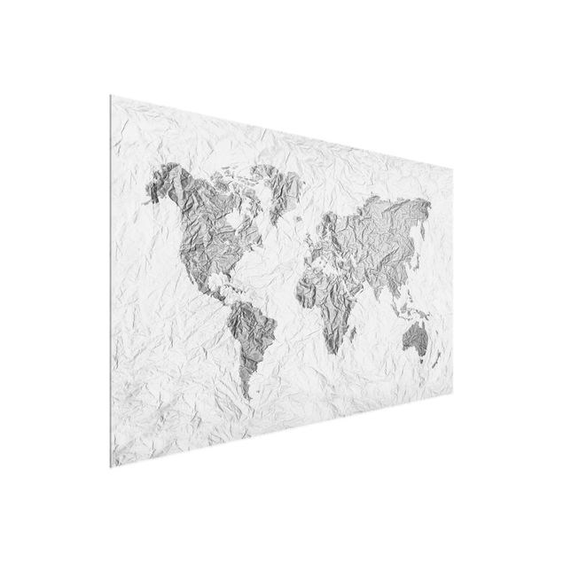 Cuadros de ciudades Paper World Map White Grey