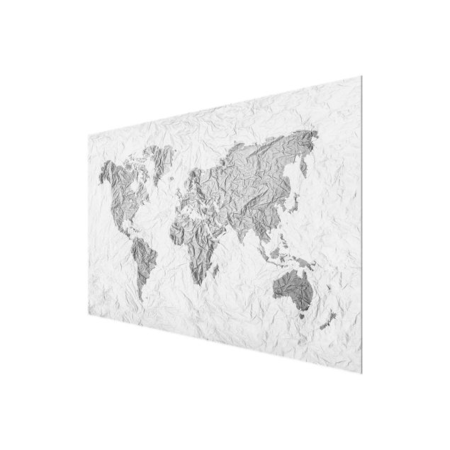 Cuadros decorativos Paper World Map White Grey