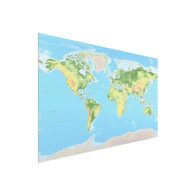 Cuadros de cristal mapamundi Physical World Map