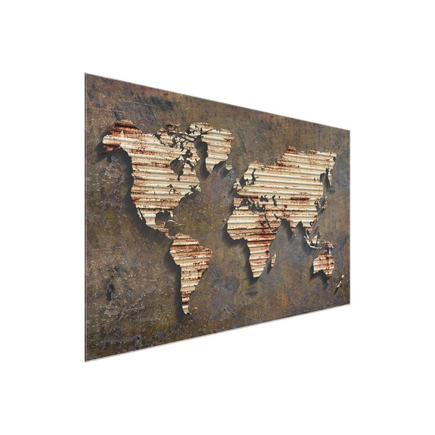 Cuadros de cristal mapamundi Rust World Map