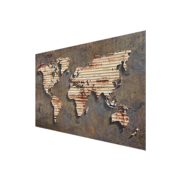 Tableros magnéticos de vidrio Rust World Map