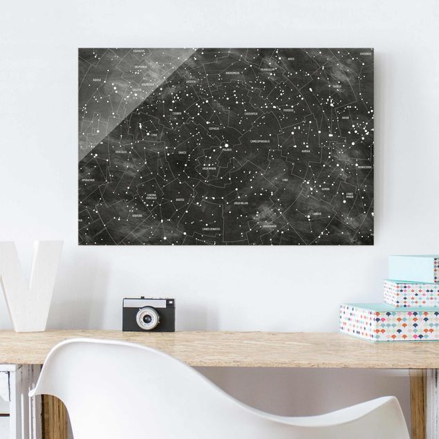 Cuadros de cristal arquitectura y skyline Map Of Constellations Blackboard Look