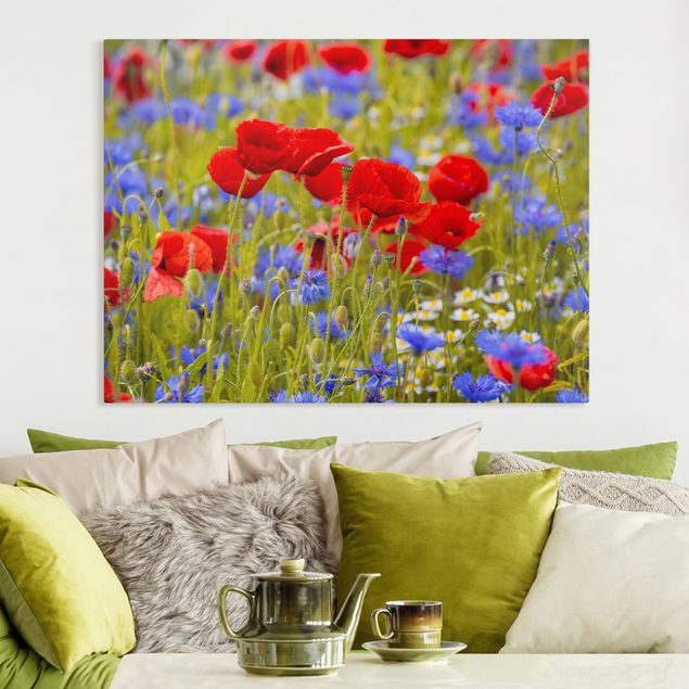 Campo de amapolas cuadro Summer Meadow With Poppies And Cornflowers