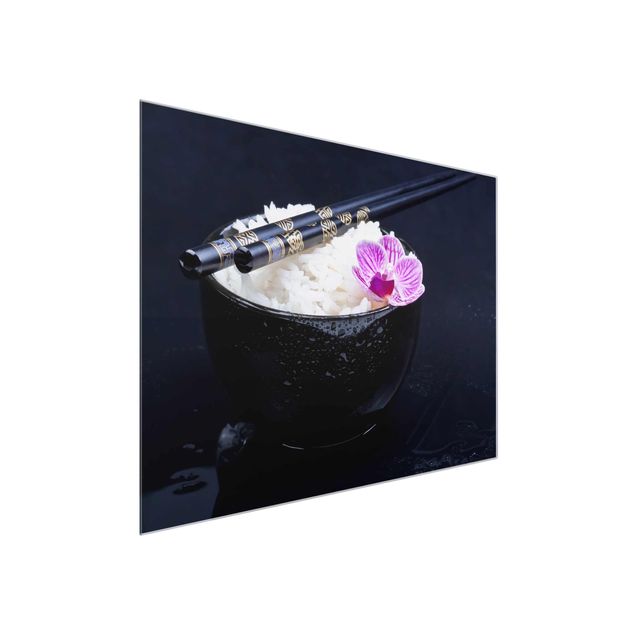 Cuadros de cristal flores Rice Bowl With Orchid