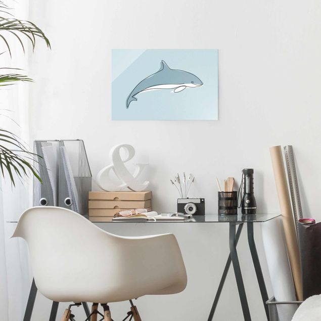 Cuadros de peces Dolphin Line Art