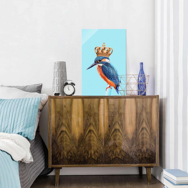 Cuadros de cristal animales Kingfisher With Crown