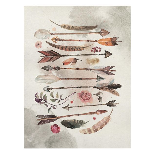 Cuadros marrón Boho Arrows And Feathers - Watercolour
