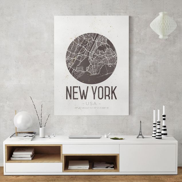Cuadros Nueva York New York City Map - Retro