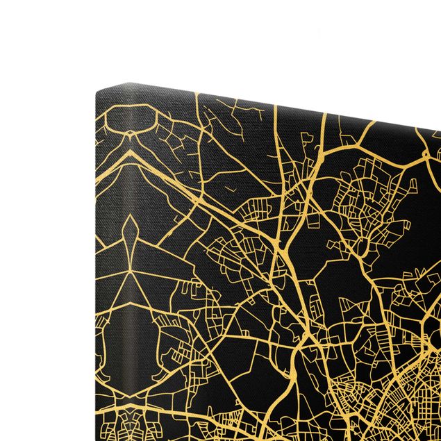 Cuadros en lienzo Hamburg City Map - Classic Black