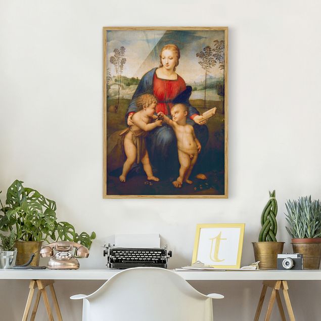 Pósters enmarcados de cuadros famosos Raffael - Madonna of the Goldfinch