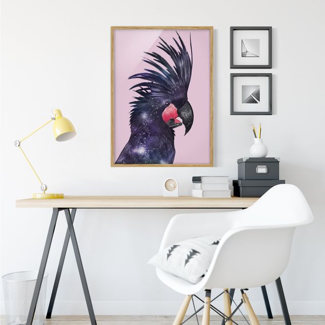 Pósters enmarcados de cuadros famosos Cockatoo With Galaxy