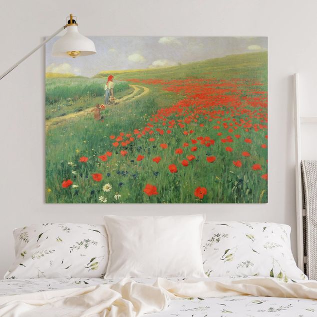 Cuadros de amapolas Pál Szinyei-Merse - Summer Landscape With A Blossoming Poppy