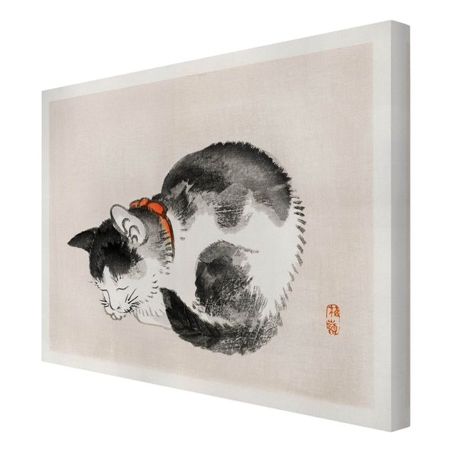 Lienzos animal Asian Vintage Drawing Sleeping Cat