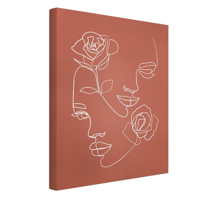 Estilos artísticos Line Art Faces Women Roses Copper