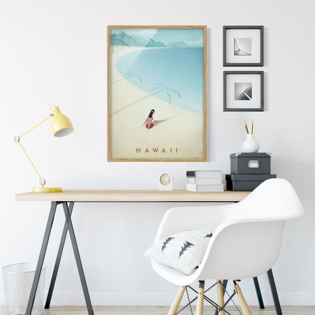 Pósters enmarcados de cuadros famosos Travel Poster - Hawaii