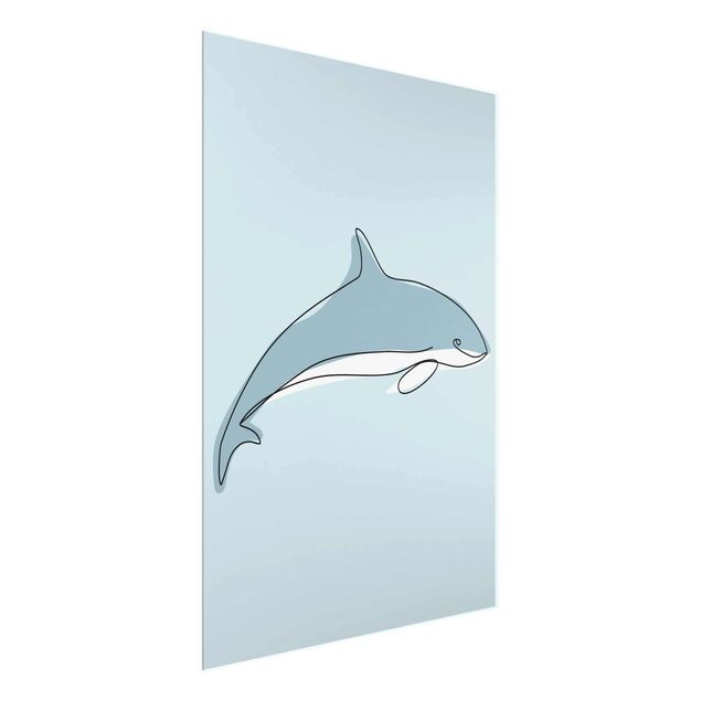 Cuadros de cristal animales Dolphin Line Art