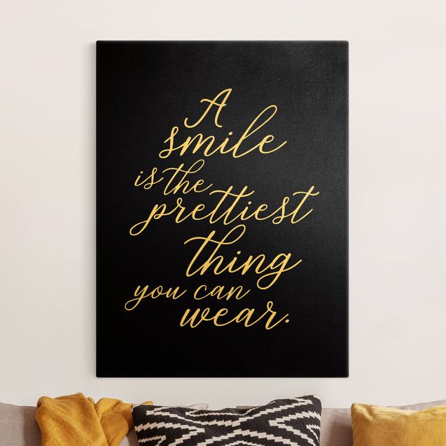 Lienzos de frases A Smile is the prettiest thing Sans Serif Black