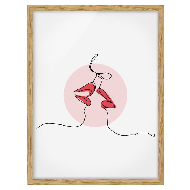 Cuadros de amor Lips Kiss Line Art