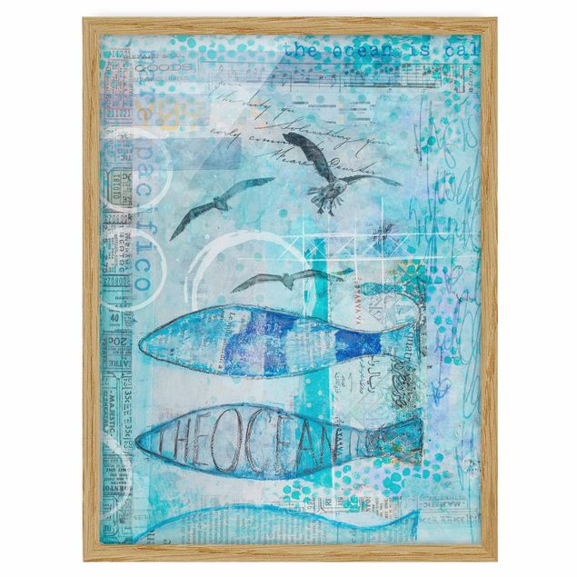 Reproducciónes de cuadros Colourful Collage - Blue Fish