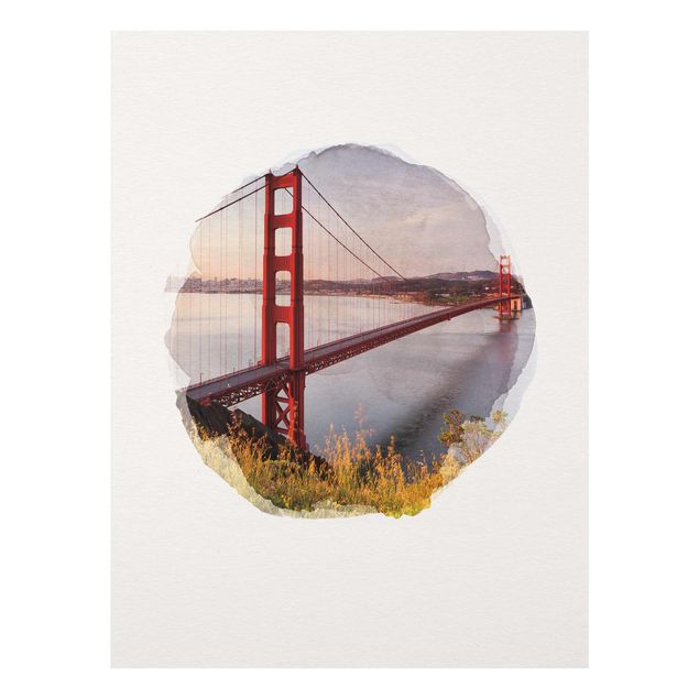 Cuadros modernos y elegantes WaterColours - Golden Gate Bridge In San Francisco