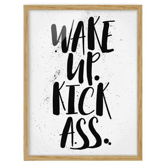 Cuadros con frases motivadoras Wake Up. Kick Ass.
