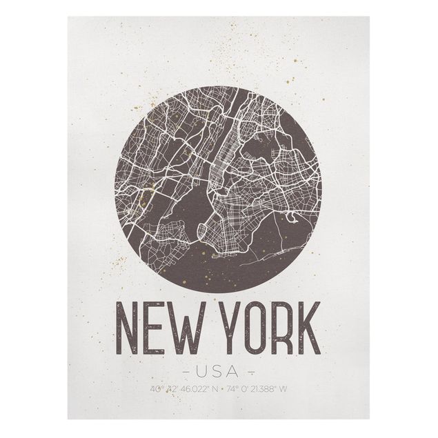 Lienzo mapamundi New York City Map - Retro