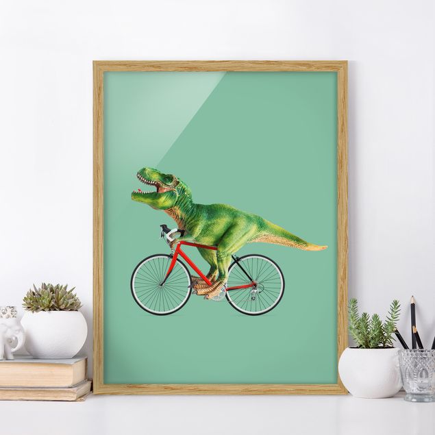 Decoración de cocinas Dinosaur With Bicycle