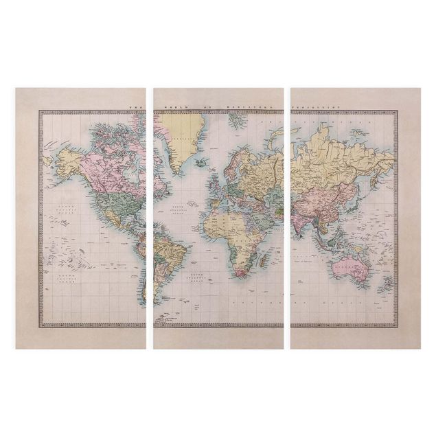 Cuadros decorativos Vintage World Map Around 1850