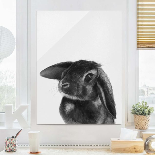 Tableros magnéticos de vidrio Illustration Rabbit Black And White Drawing