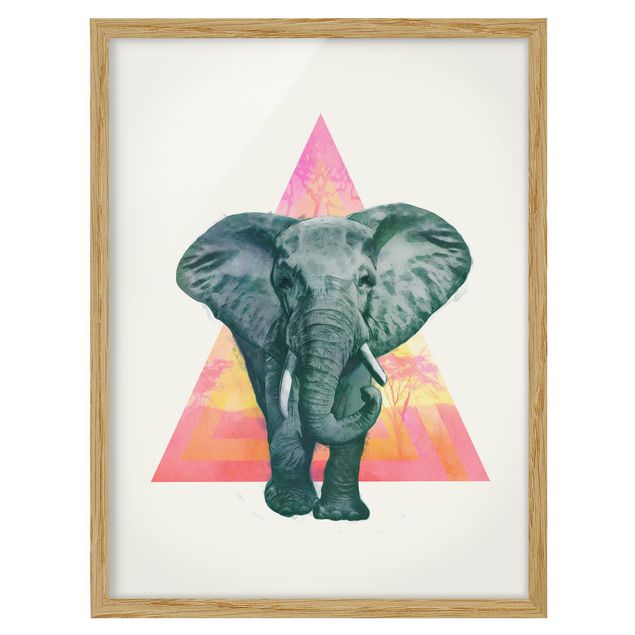 Cuadros famosos Illustration Elephant Front Triangle Painting