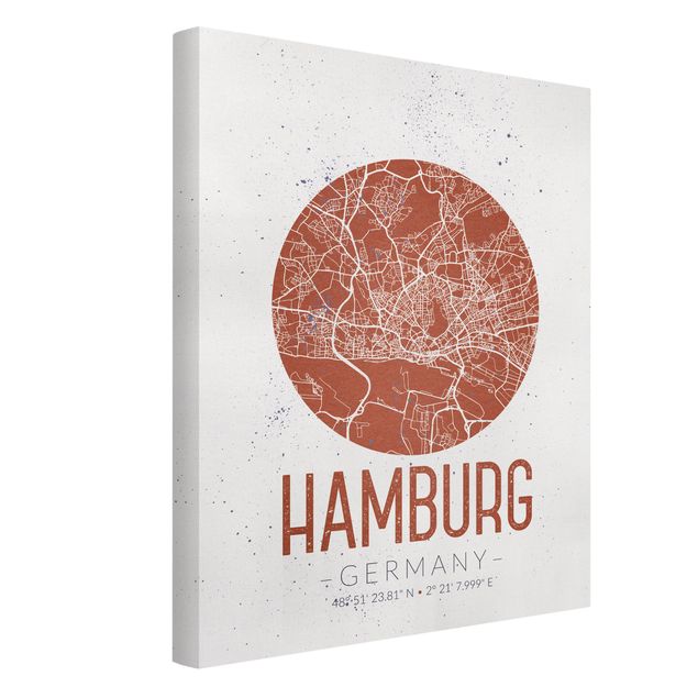 Lienzos de mapamundi Hamburg City Map - Retro