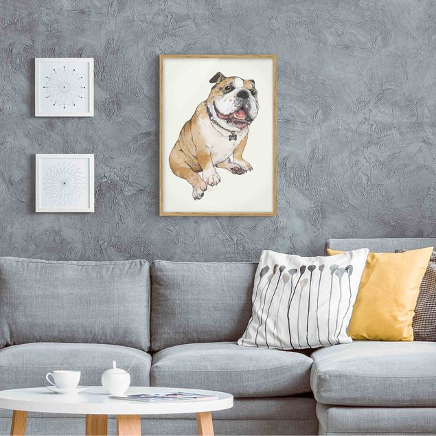 Pósters enmarcados de animales Illustration Dog Bulldog Painting