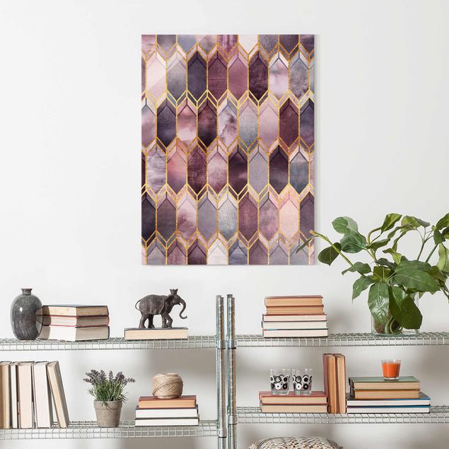 Cuadros de cristal abstractos Stained Glass Geometric Rose Gold