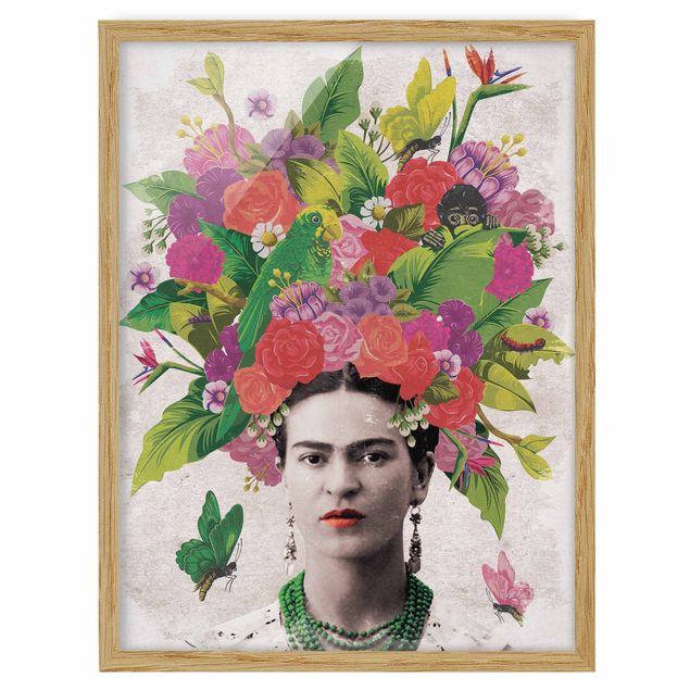 Cuadros de mariposas Frida Kahlo - Flower Portrait