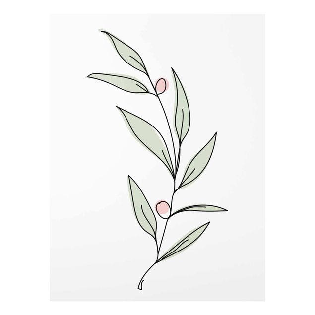 Cuadros de flores Branch With Berries Line Art