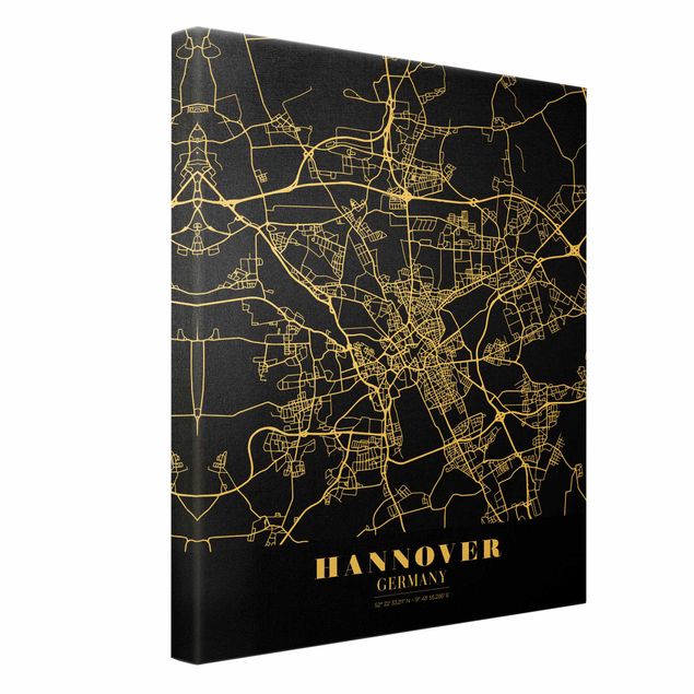 Lienzos decorativos Hannover City Map - Classic Black