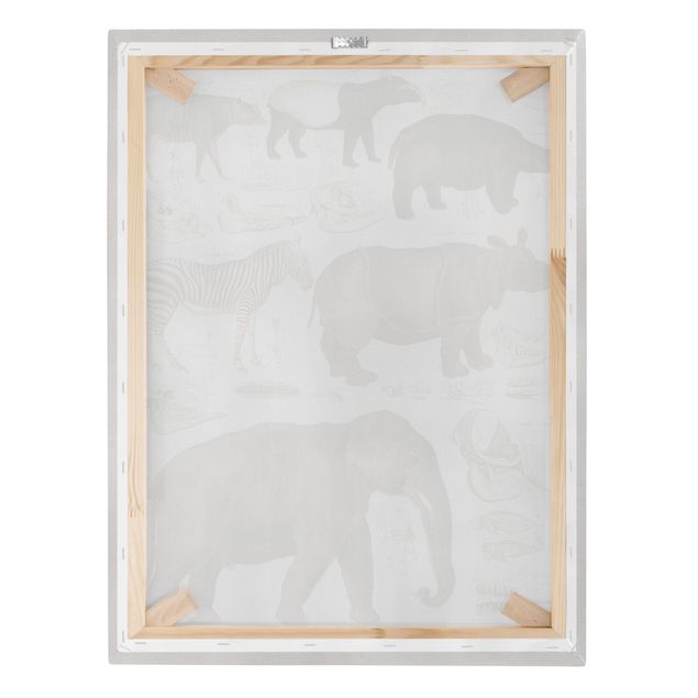 Cuadro con paisajes Vintage Board Elephant, Zebra And Rhino