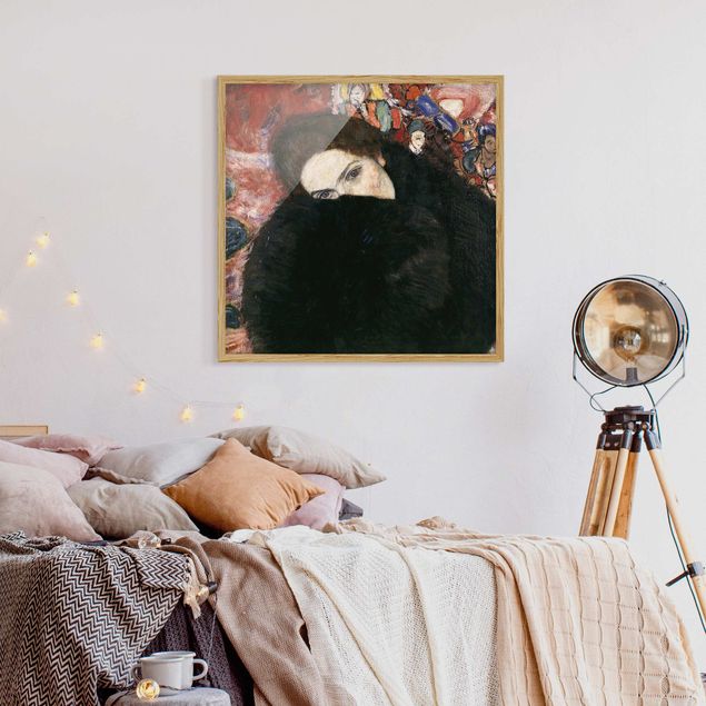Pósters enmarcados de cuadros famosos Gustav Klimt - Lady With A Muff
