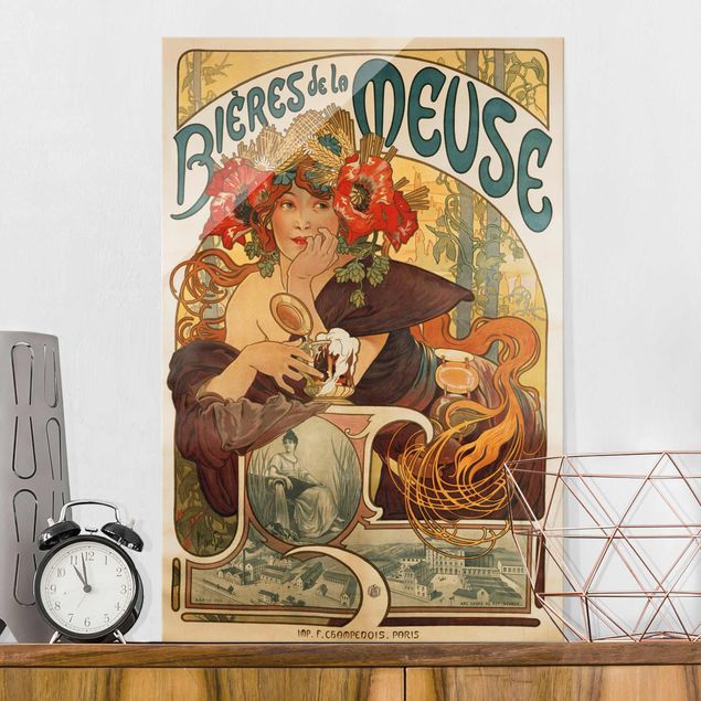 Cuadros tonos amarillos Alfons Mucha - Poster For La Meuse Beer