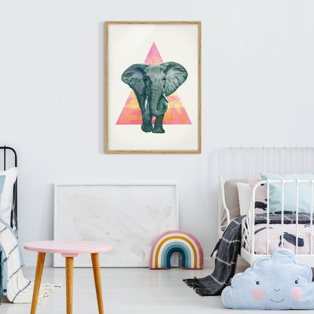 Cuadros elefantes Illustration Elephant Front Triangle Painting