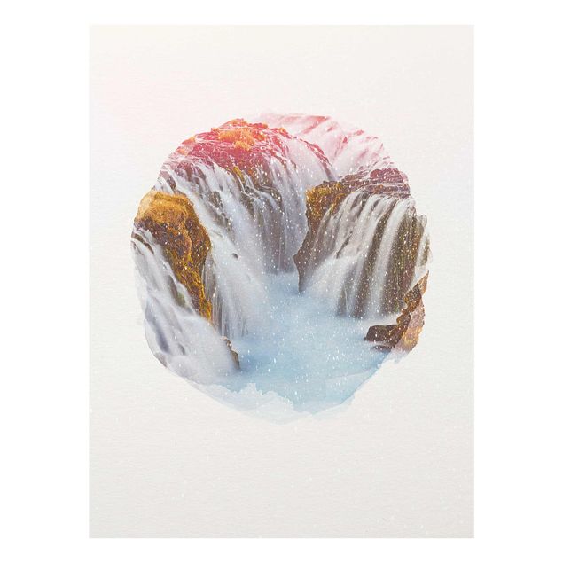 Cuadros de cristal paisajes WaterColours - Bruarfoss Waterfall In Iceland