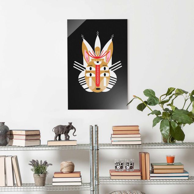 Cuadros de cristal animales Collage Ethno Mask - Rabbit