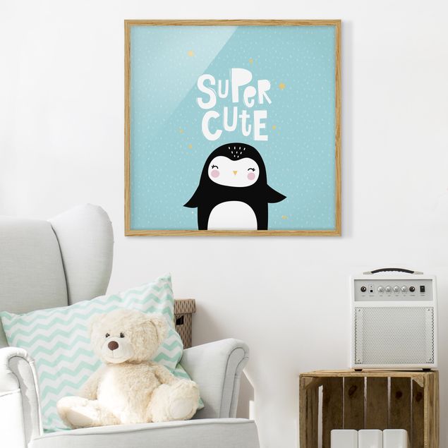 Pósters enmarcados con frases Super Cute Penguin