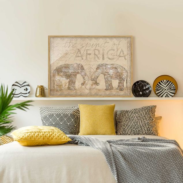 Pósters enmarcados de mapamundi Vintage Collage - Spirit Of Africa