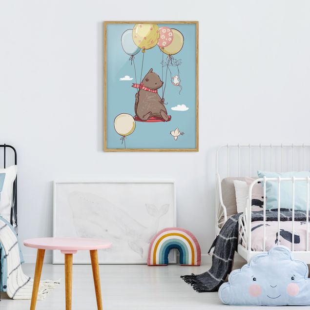 Decoración infantil pared Bear And Mouse Flying
