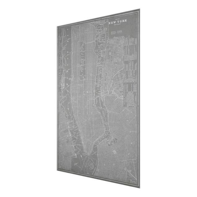 Cuadros de cristal mapamundi Vintage Map New York Manhattan
