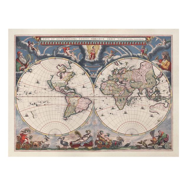 Cuadros decorativos Historic World Map Nova Et Accuratissima Of 1664