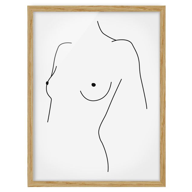 Cuadros eróticos Line Art Nude Bust Woman Black And White